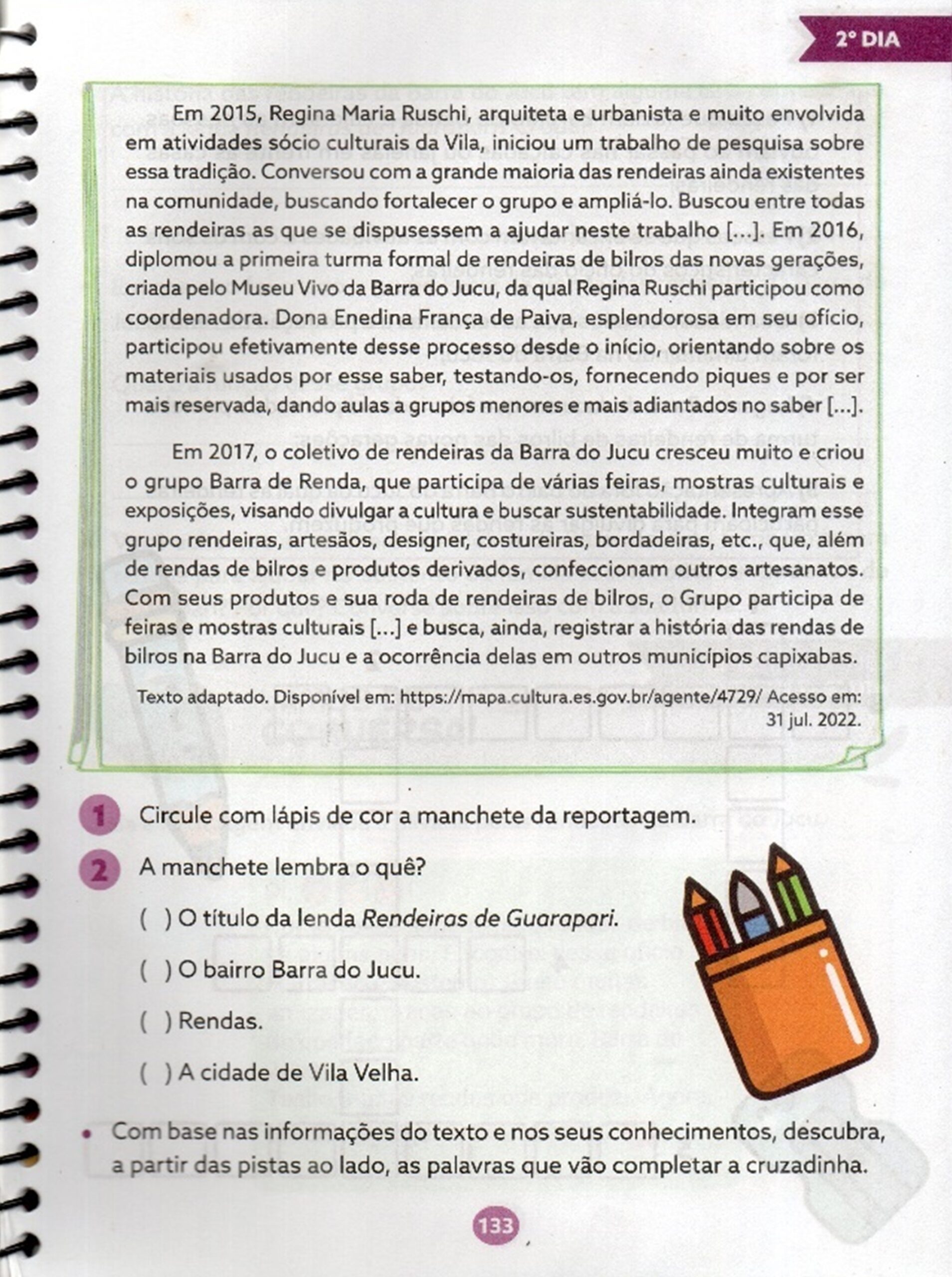 IMAGEM LIVRO COLEÇÃO PAES ALFABETIZAÇÃO - GOVERNO ESPÍRITO SANTO - RENDA DE BILRO 3