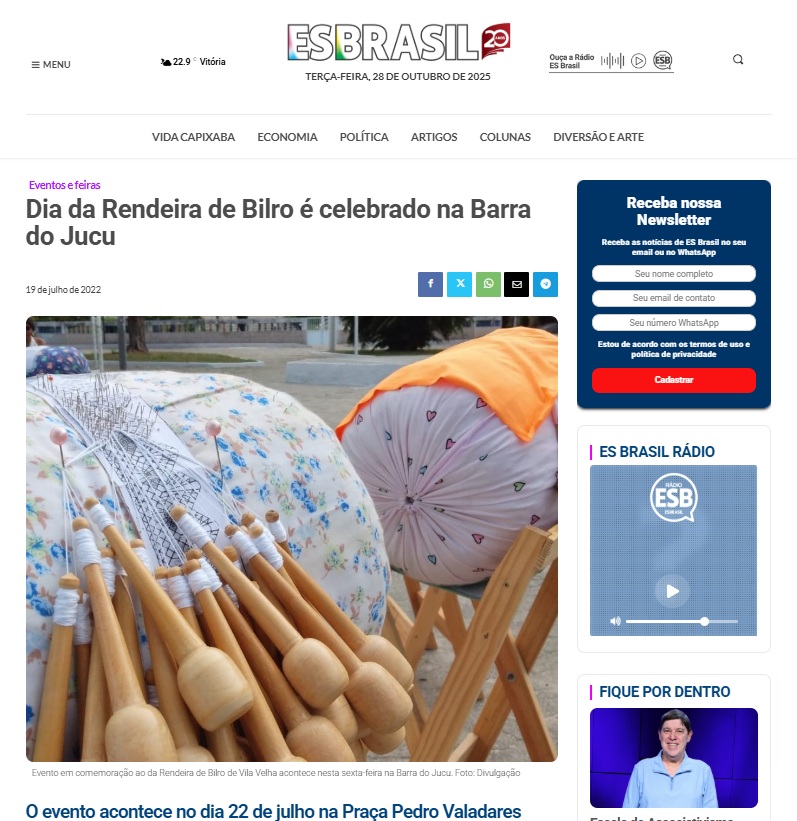 IMAGEM PONTO DE MEMÓRIA BARRA DE RENDA - MATÉRIA SITE ES BRASIL