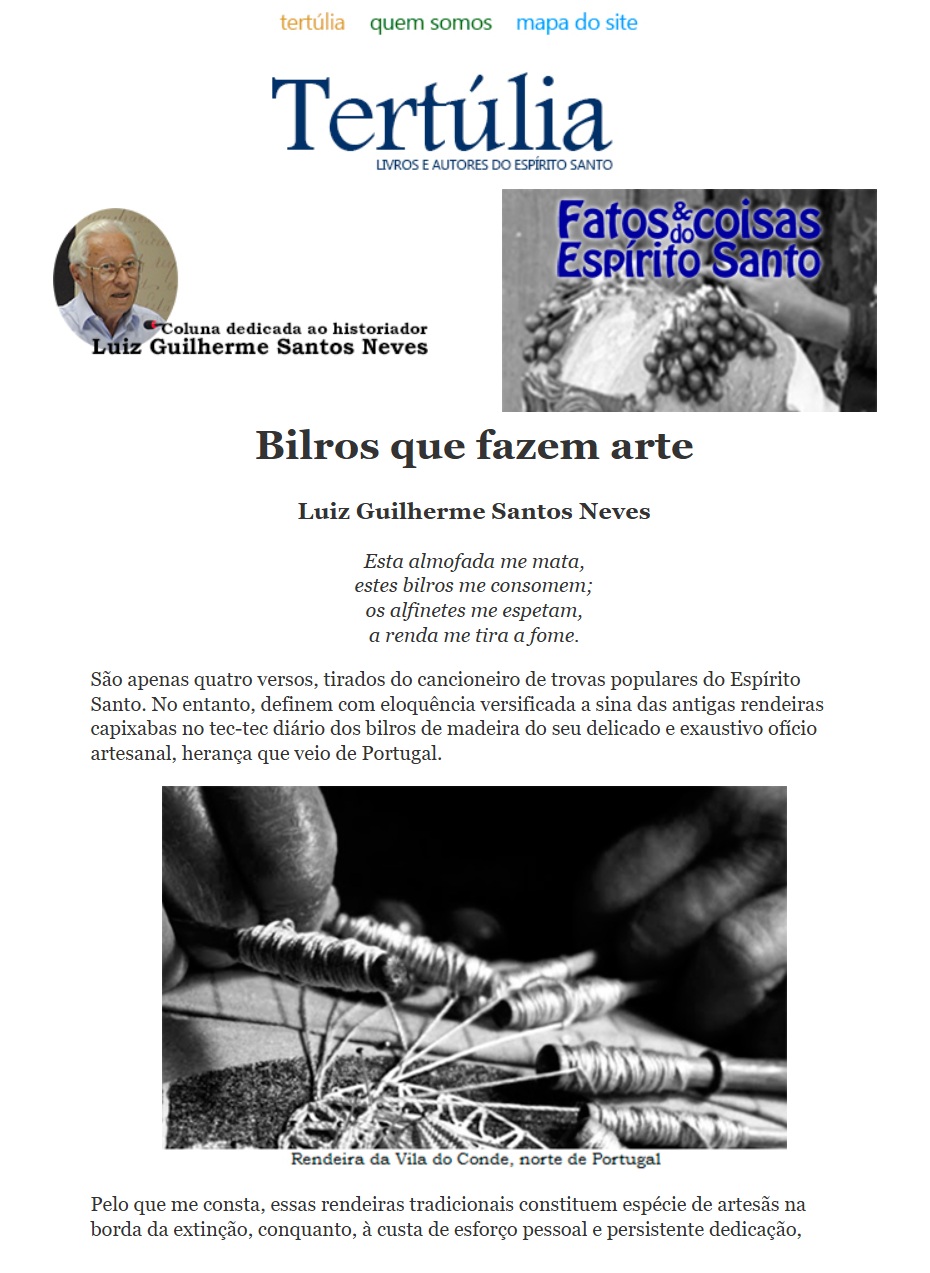 IMAGEM PONTO DE MEMÓRIA BARRA DE RENDA - MATÉRIA SITE TERTÚLIA LUIZ GUILHERME SANTOS NEVES