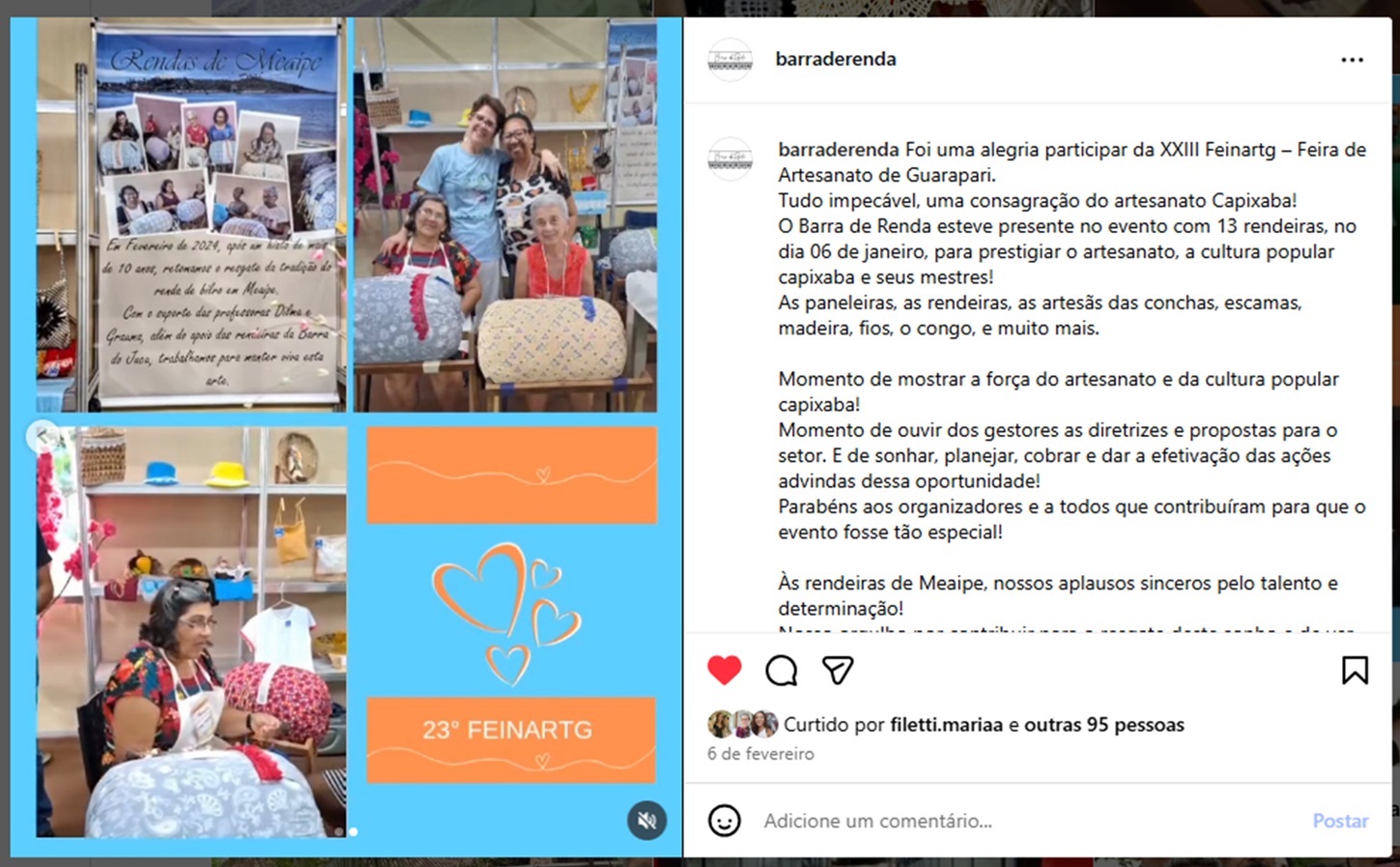 IMAGEM PONTO DE MEMÓRIA BARRA DE RENDA - REGISTROS HISTÓRICOS - RENDEIRAS DE MEAÍPE 31