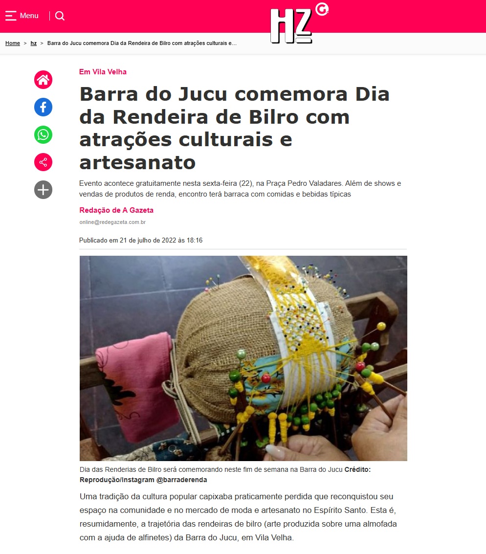 IMAGEM PONTO DE MEMÓRIA BARRA DE RENDA - SITE HZ - A GAZETA 2022