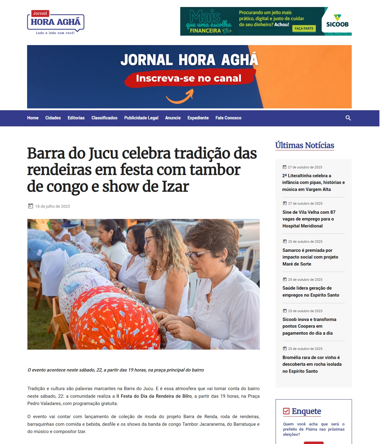 IMAGEM PONTO DE MEMÓRIA BARRA DE RENDA - SITE JORNAL A HORA AGHÁ