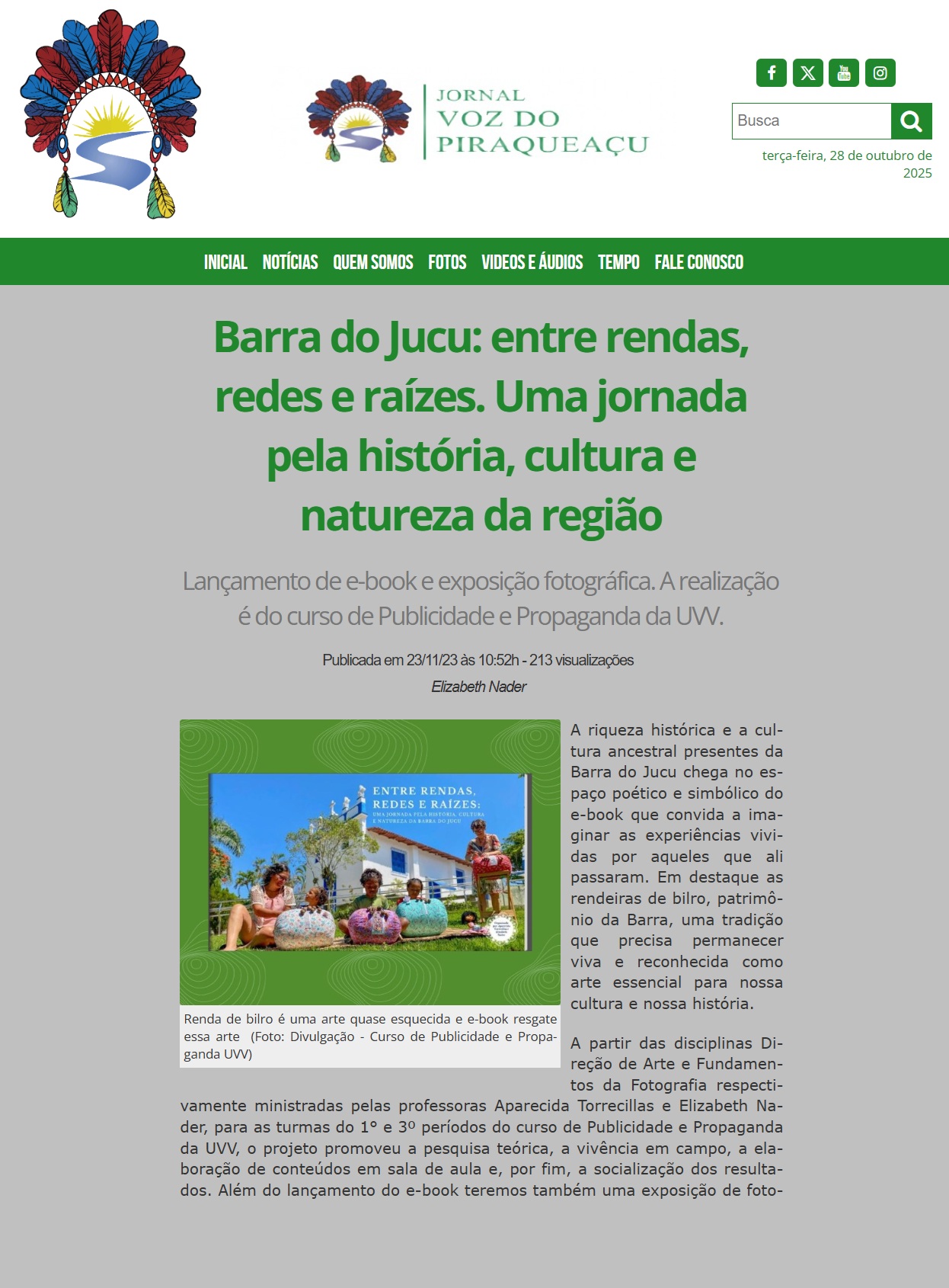 IMAGEM PONTO DE MEMÓRIA BARRA DE RENDA - SITE JORNAL A VOZ DO PIRAQUEAÇU